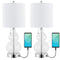 Cora 22" Classic Vintage Glass LED Table Lamp with USB Charging Port