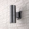 Duo 6" Modern Midcentury Cylinder Outdoor Metal/Glass Integrated LED Wall Sconce with Uplight