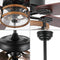 Joanna 52"  Rustic Industrial Iron/Wood/Seeded Glass Mobile-App/Remote-Controlled LED Ceiling Fan
