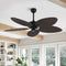 Raffles 52" Bohemian Industrial Iron/Plastic Mobile-App/Remote-Controlled 6-Speed Palm Blade Ceiling Fan