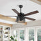 Max 52"  Farmhouse Industrial Iron/Wood Mobile-App/Remote-Controlled LED Ceiling Fan