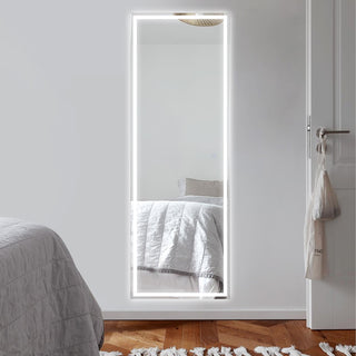 Soraya Full-length Rectangular Frameless Anti-Fog Plug-in/Hardwire Aluminum Front-lit Tri-color LED Freestand/Hang Mirror with Smart Touch Control - JONATHAN Y