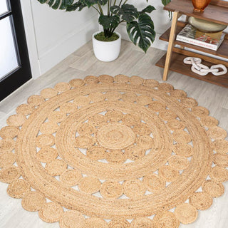 Daisy Hippy Jute Medallion Circle Area Rug - JONATHAN Y