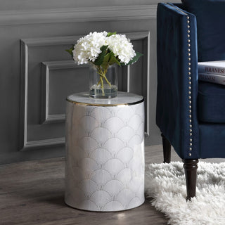 Fish Scale 17" Modern Ceramic Garden Stool - JONATHAN Y