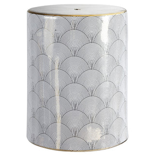 Fish Scale 17" Modern Ceramic Garden Stool - JONATHAN Y