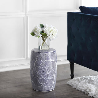 Camellia 17" Ceramic Drum Garden Stool - JONATHAN Y