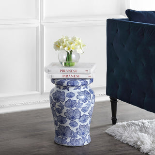 Poppies 17.7" Ceramic Garden Stool - JONATHAN Y
