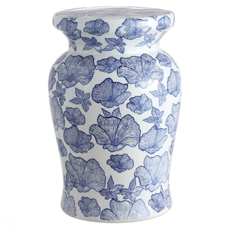 Poppies 17.7" Ceramic Garden Stool - JONATHAN Y